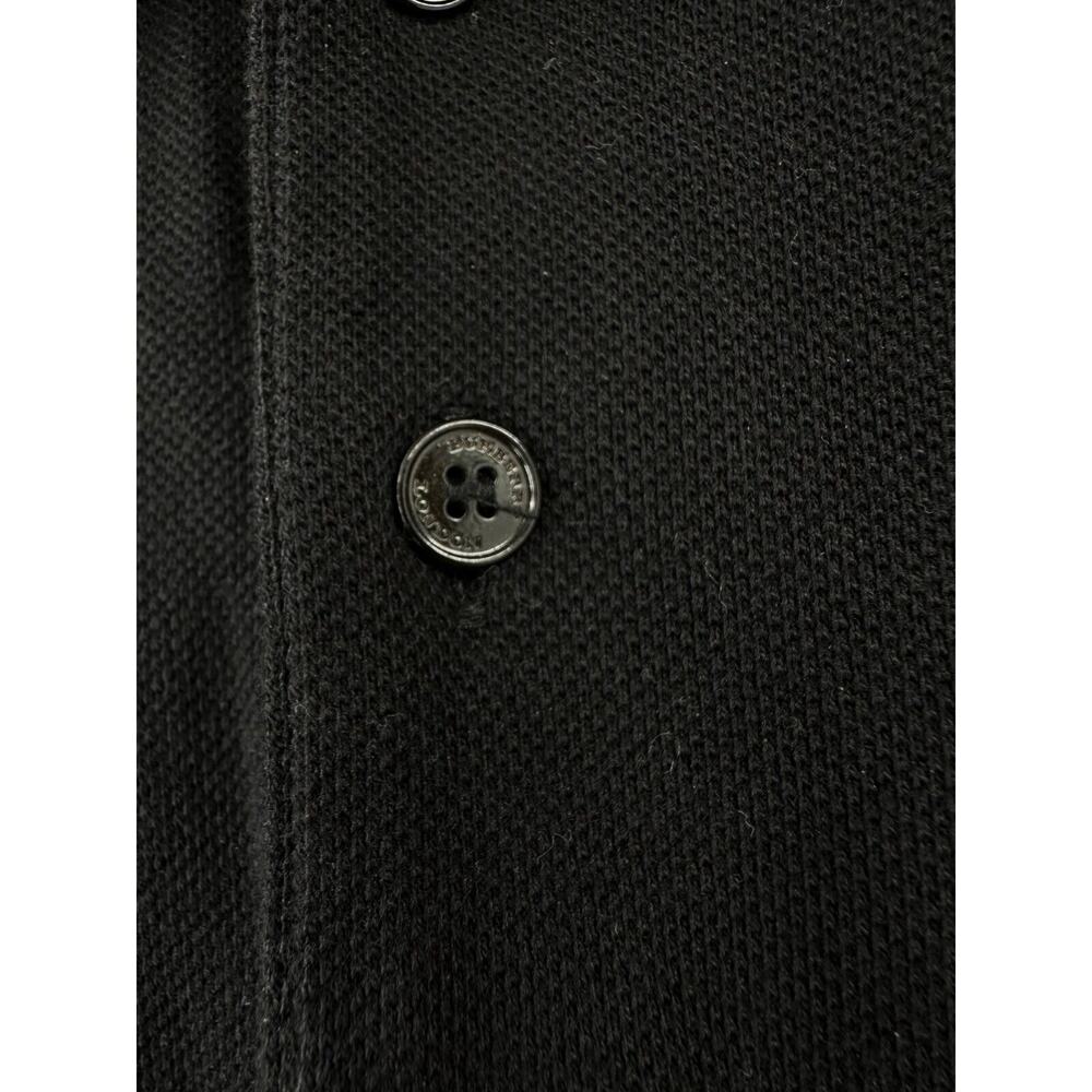 Burberry Chest Logo Atkins Black Pique Cotton Polo Shirt Dry Cleaned Slim Fit LG - Picture 8 of 13